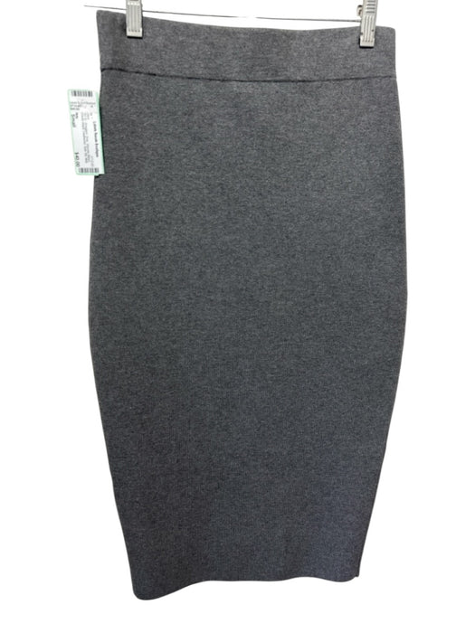 Milly Size Small Gray Viscose Blend Elastic Waist Heathered Side Slit Midi Skirt Gray / Small