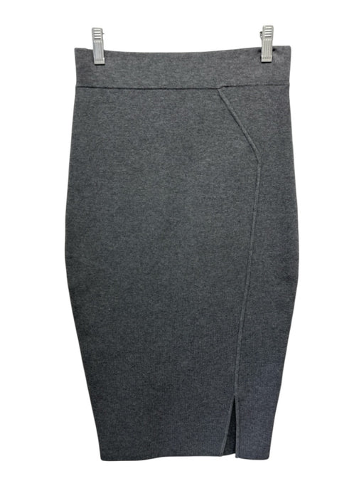 Milly Size Small Gray Viscose Blend Elastic Waist Heathered Side Slit Midi Skirt Gray / Small