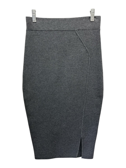 Milly Size Small Gray Viscose Blend Elastic Waist Heathered Side Slit Midi Skirt Gray / Small