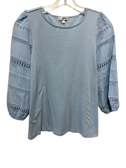 Tyler Boe Size XS Light Blue Cotton Blend Long Sleeve Crochet Lace Top Light Blue / XS