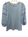 Tyler Boe Size XS Light Blue Cotton Blend Long Sleeve Crochet Lace Top Light Blue / XS