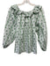 Hill House Size Small Green, Blue, White Cotton Long puff sleeve Floral Top Green, Blue, White / Small