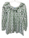 Hill House Size Small Green, Blue, White Cotton Long puff sleeve Floral Top Green, Blue, White / Small