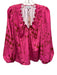 CROSBY by Mollie Burch Size XS Pink, Brown, White Polyester Long puff sleeve Top Pink, Brown, White / XS