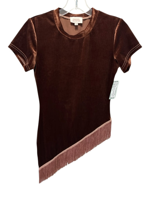 Mason's Daughter Size XS Brown & Blush Polyester Blend Short Sleeve Fringe Top Brown & Blush / XS