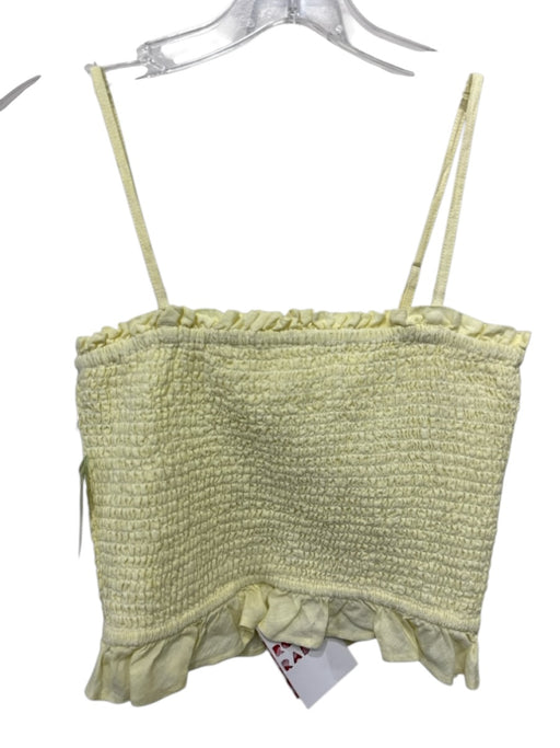 Roller Rabbit Size XS Yellow Linen Spaghetti Strap smocked Ruffles Cropped Top Yellow / XS