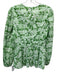 Pearl by Lela Rose Size 2 Green & White Cotton Long Sleeve Floral V Neck Top Green & White / 2