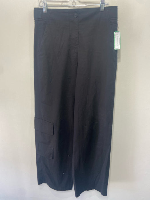 COS Size 10 Black Cotton High Rise Cargo Straight Leg Pants