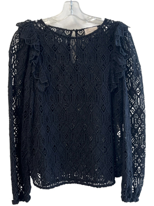 Sezane Size 38 Black Cotton & Polyester Round Neck Crochet Long Sleeve Top Black / 38
