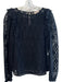 Sezane Size 38 Black Cotton & Polyester Round Neck Crochet Long Sleeve Top Black / 38