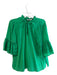 Alice + Olivia Size Medium Green Silk V Neck 3/4 Flutter Sleeve Top Green / Medium