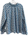 Hill House Size Medium Blue & White Polyester Long Sleeve Floral high neck Top Blue & White / Medium