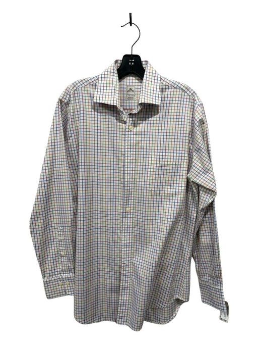 Peter Millar Size M White & Multi Cotton Plaid Button up Men's Long Sleeve Shirt M