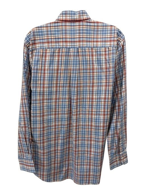 Peter Millar Size M Orange & Blue Cotton Plaid Button Up Men's Long Sleeve Shirt Orange & Blue / M
