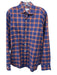 Peter Millar Size M Blue & Orange Cotton Plaid Button Up Men's Long Sleeve Shirt Blue & Orange / M