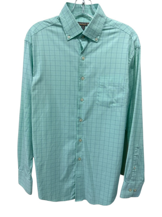 Peter Millar Size M Green & Blue Synthetic Plaid Button Up Long Sleeve Shirt Green & Blue / M