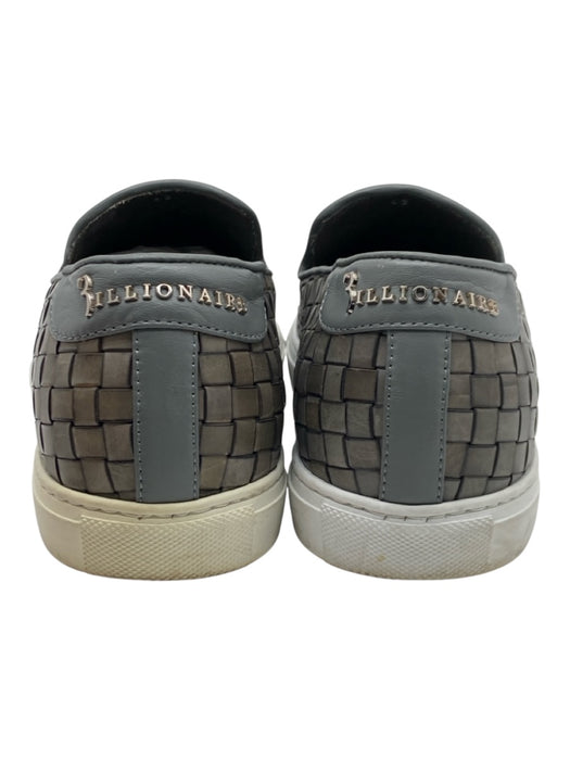 Billionaire Shoe Size 42 Gray Leather Woven Sneaker Slip On Men's Shoes Gray / 42