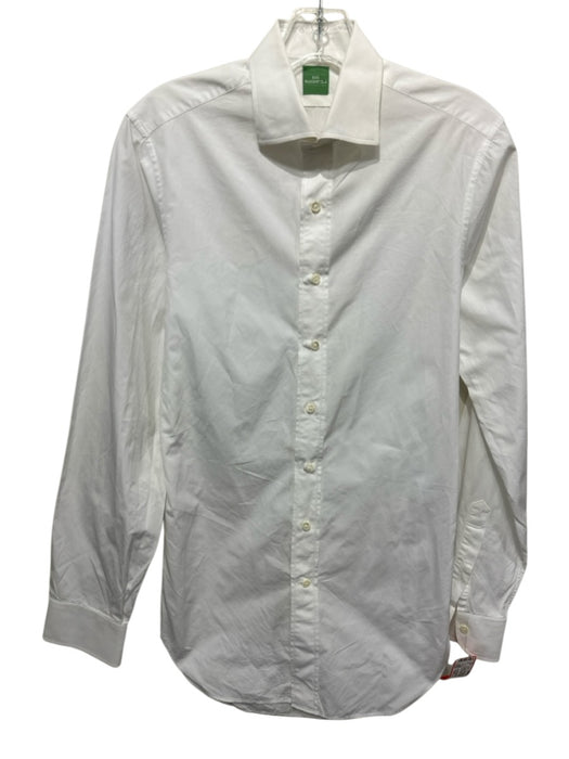 Sid Mashburn Size Est L White Cotton Solid Button Down Men's Long Sleeve Shirt White / Est L