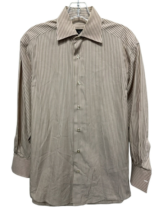 Zegna Size 14.5 Pink & Multi Cotton Striped Button Down Men's Long Sleeve Shirt Pink & Multi / 14.5