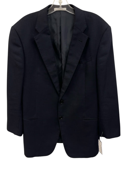 Armani Navy Wool Blend Plaid 2 Button Men's Blazer Navy / 42