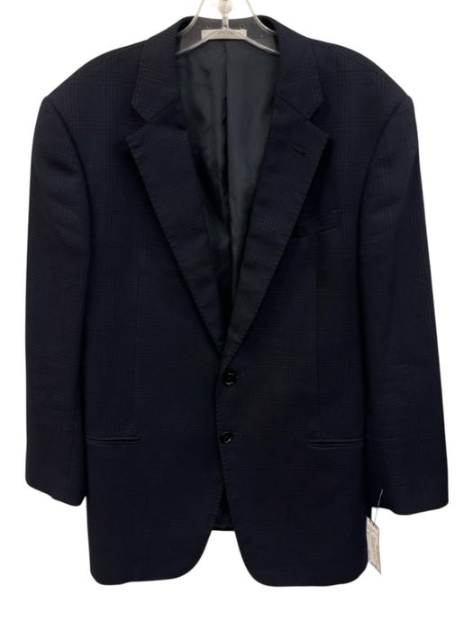 Armani Navy Wool Blend Plaid 2 Button Men's Blazer Navy / 42