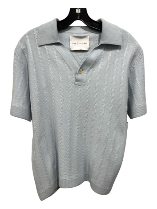 King & Tuckfield Size L Blue Merino Wool Polo Men's Short Sleeve Blue / L