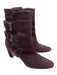 Manolo Blahnik Shoe Size 38.5 Brown Suede Almond Toe Calf High 3 buckles Booties Brown / 38.5