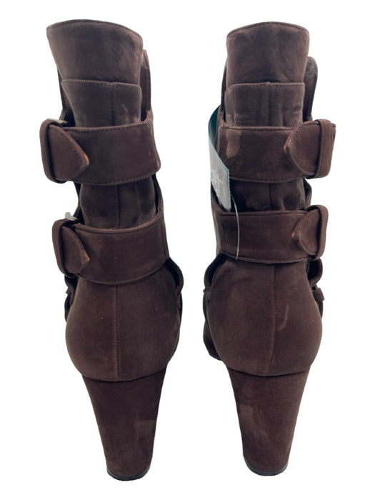 Manolo Blahnik Shoe Size 38.5 Brown Suede Almond Toe Calf High 3 buckles Booties Brown / 38.5