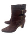 Manolo Blahnik Shoe Size 38.5 Brown Suede Almond Toe Calf High 3 buckles Booties Brown / 38.5