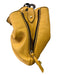 Plinio Visona Mustard Yellow Leather Wood Detail Contrast Stiching Shoulder Bag Mustard Yellow / Medium