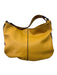 Plinio Visona Mustard Yellow Leather Wood Detail Contrast Stiching Shoulder Bag Mustard Yellow / Medium