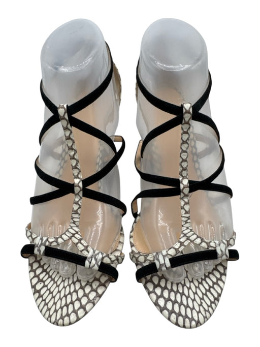 Alexandre Birman Shoe Size 39.5 Cream, Black, Brown Leather & Suede Sandals Cream, Black, Brown / 39.5
