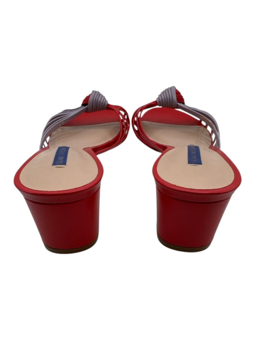 Stuart Weitzman Shoe Size 9 Red & Lavender Leather Strappy Knot Mule Sandals Red & Lavender / 9