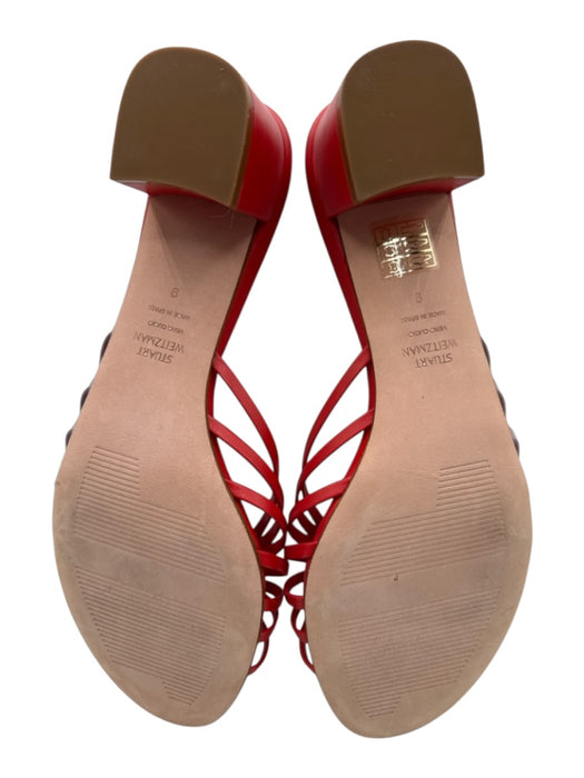 Stuart Weitzman Shoe Size 9 Red & Lavender Leather Strappy Knot Mule Sandals Red & Lavender / 9