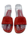 Manolo Blahnik Shoe Size 39.5 Red Suede & Leather Scallop Detail Slide Sandals Red / 39.5
