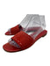 Manolo Blahnik Shoe Size 39.5 Red Suede & Leather Scallop Detail Slide Sandals Red / 39.5