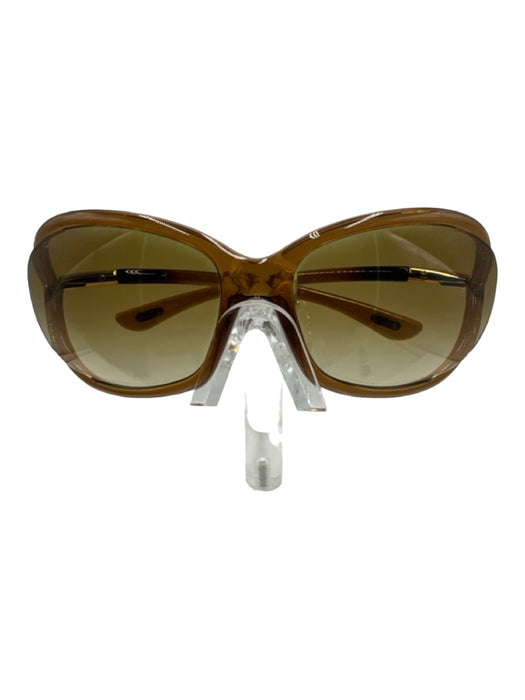 Tom Ford Brown Acetate Gradient Rounded Frame Curve Arm UV Protection Sunglasses Brown