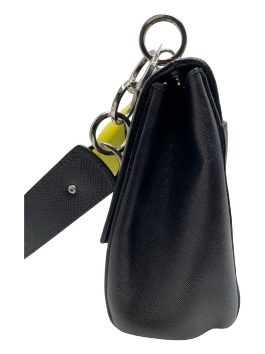 Salvatore Ferragamo Black Coated Canvas Silver Hardware Rings Back Pocket Bag Black / Small