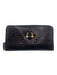 Yves Saint Laurent Black & Gold Leather Oil Slick Top Zip Continental Wallets Black & Gold