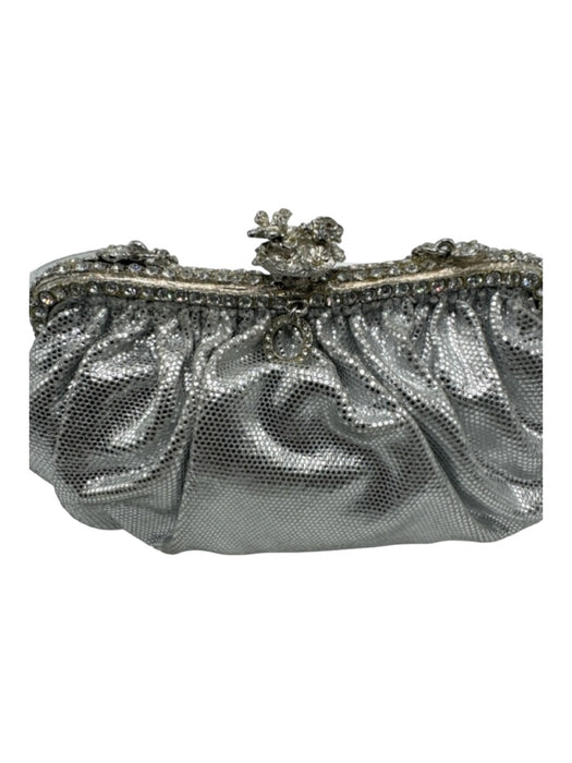 Clara Kasavina Silver Embellished Kiss Lock Evening metallic Bag Silver / XS