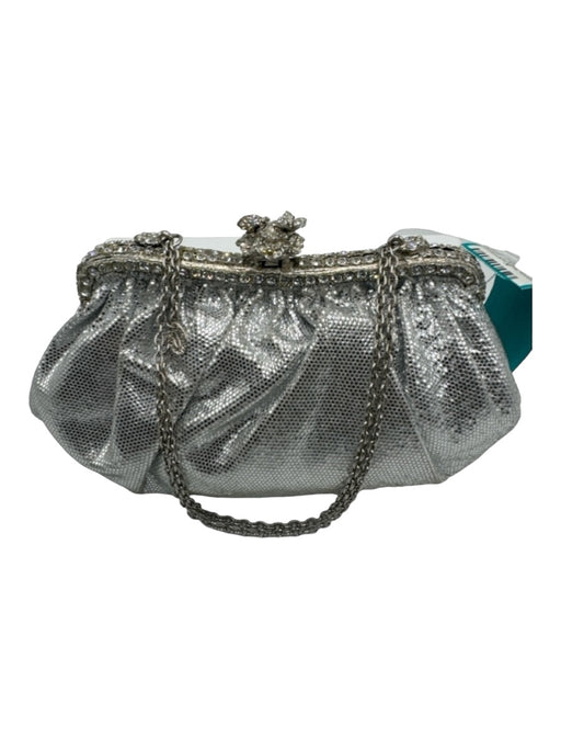 Clara Kasavina Silver Embellished Kiss Lock Evening metallic Bag Silver / XS