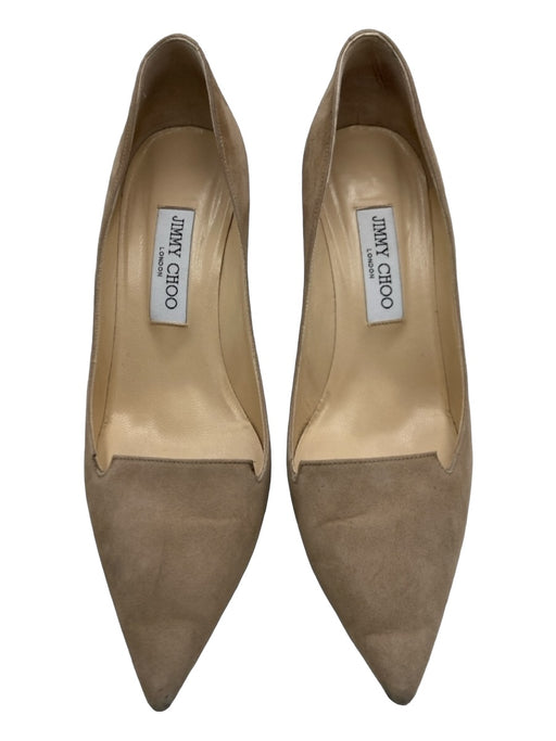 Jimmy Choo Shoe Size 39 Beige Suede Pointed Toe Closed Heel Midi Pumps Beige / 39