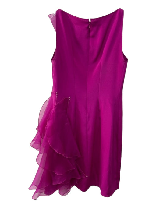 Carol Peretz Size 8 Fuschia Pink Silk Blend Ruffle Rhinestone Detail Shift Dress Fuschia Pink / 8