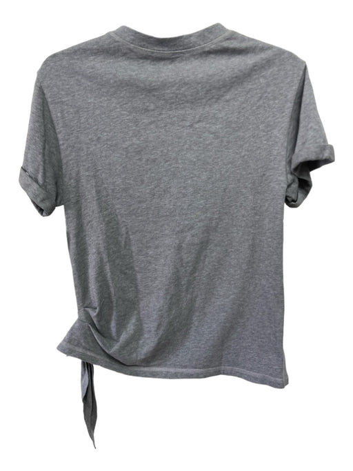 3.1 Phillip Lim Size S Gray Cotton Tie Hem Short Cuffed Sleeve Round Neck Top Gray / S