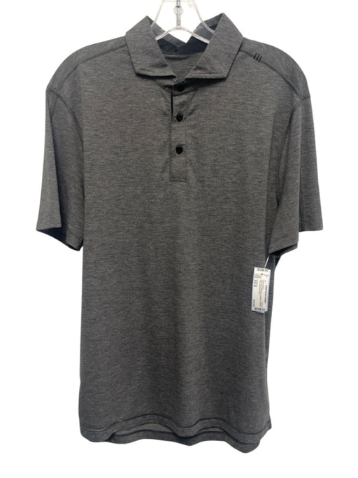 Lululemon Size Est M Dark Gray Synthetic Heathered Athletic Polo Short Sleeve Dark Gray / Est M