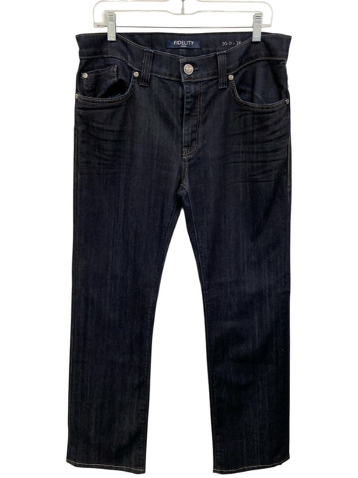 Fidelity Size 34 Dark Wash Cotton Blend Solid Jean Men's Pants Dark Wash / 34
