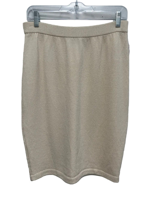 St John Size 6 Cream Wool Blend Knit Pencil Knee length Skirt