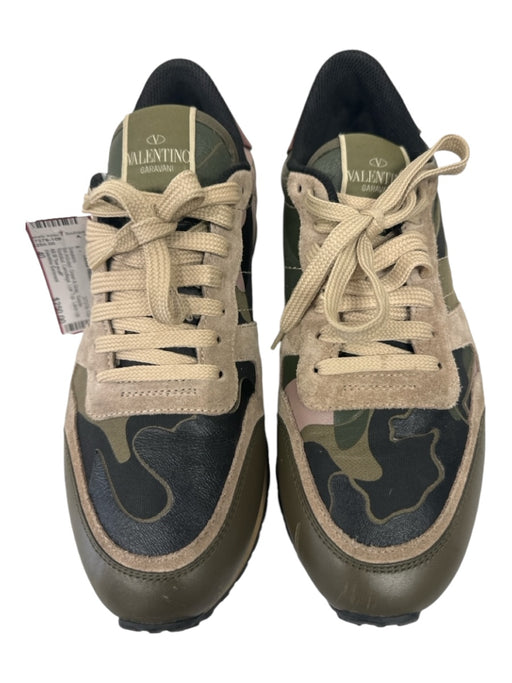 Valentino Garavani Shoe Size 40 Green & Gray Suede Rockstud Camoflage Sneakers Green & Gray / 40