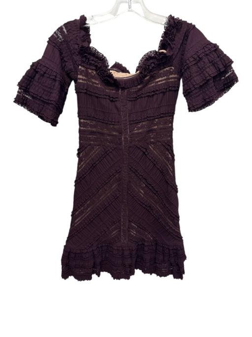 5a7 Cinq a Sept Size 2 Burgundy Purple Cotton & Nylon 1/2 Sleeve Lace Dress Burgundy Purple / 2