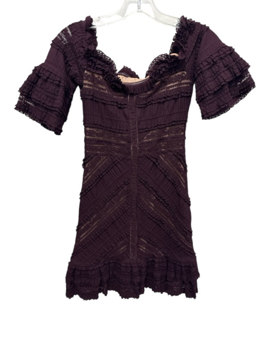 5a7 Cinq a Sept Size 2 Burgundy Purple Cotton & Nylon 1/2 Sleeve Lace Dress Burgundy Purple / 2